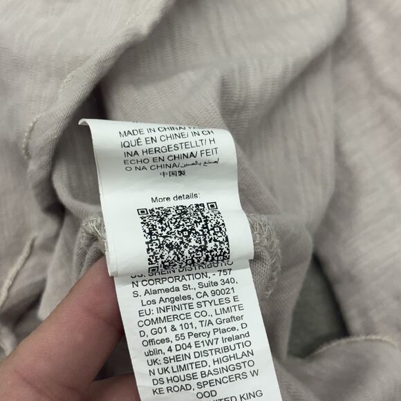 SHEIN Small Cotton Long Sleeve Shirt Flare Basic Everyday Tan Beige - Picture 8 of 8